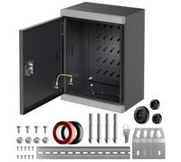 Joinfworld Outdoor Electrical Metal Box 15.7" x 11.8" x 7.8" Weatherproof Outdoor Junction NEMA Enclosure Box with Lock Din Rail Cable Gland