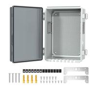 Joinfworld Vented Outdoor Enclosure Box, WiFi Enclosure Waterproof Electrical Box 11.8x6.7x5.6 Plastic Clear with Mounting Panel Stainless Steel Dust Screen