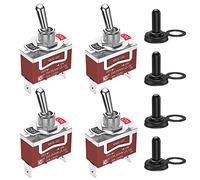 Joinfworld Waterproof Toggle Switch 12V Marine Boat Automotive Car SPST 2 Pin ON Off Toggle Switch with Boot Cover 30A 12 Volt 120V Heavy Duty -4pcs