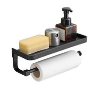 Joinhum Wall Mounted Kitchen Roll Holder with Shelf, Roll Holder for Bathroom and Kitchen, Effortless Tear Off with One Hand, Rustproof Metal for Bedroom
