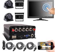 JOINLGO 4 Channel GPS WiFi 1080P HDD/SSD/SD Drive Mobile Vehicle Truck DVR Camera Kit Remote View on WEB/APP IP68 Night vision Side Rear View IR Cameras 10" Touchscreen for Van Bus Fleet