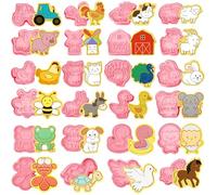 Joinor 24pcs Farm Animal Cookie Cutters Stamps Biscuit Baking Tools Embossing Cookie Molds …