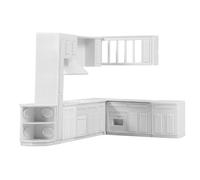 JOINPAYA 1/25 Scale Mini Kitchen Cabinet and Stove Set Washbasin for Dollhouse Model Making and Kitchen Play