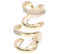 JOINPAYA 1 Pair C Shape Ear Clips Non-Piercing Ear Bone Clip On Earrings for Women Double Layer Hollow 14K Gold Plated Lightweight Jewelry