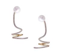 JOINPAYA 1 Pair Gold Tone Pearl Earrings Micro Pave Zirconia Ear Climbers Ear for Women Creative Twisted Design