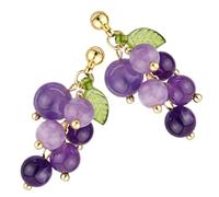 JOINPAYA 1 Pair Purple Resin Grape Earrings for Women Dainty 925 Silver Post Fruit Earrings Trendy Cute for Teens