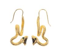 JOINPAYA 1 Pair Snake Dangle Earrings for Women and Men, Golden Alloy Gothic Halloween Jewelry, Trendy Boho Statement Serpent Studs for Party and Cosplay