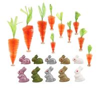 JOINPAYA 1 Set Easter Bunny Decor Glitter Rabbit Figurines Easter Village Mini Carrots Tabletop Ornament Animal Art Crafts Spring Party Table Decoration