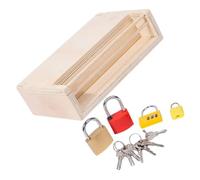 JOINPAYA 1 Set Lock Box Toy Toddler Metal Wooden Key Lock