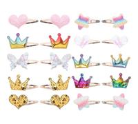 JOINPAYA 10 Pairs Glitter Hair Clips: Gradient Sequin Hair Clips with Butterfly Heart Crown Shaped Barrettes - Sparkling Snap Pins for Birthday Parties Festivals Holidays