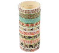 JOINPAYA 10 Rolls Pet Washi Tape Set with Gold Foil Print, Self-Adhesive Decorative Scrapbook and Planner Tape for Cat and Dog Craft Making, Wrapping and DIY Stickers