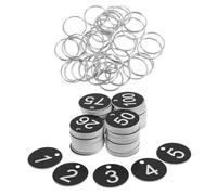 JOINPAYA 100pcs Circular Numbered Tags with Metal Rings, Plastic Number Key Tags for Hangers, Keychains and Repair Labels, Black Numbered Plastic Labels for Office and School Use