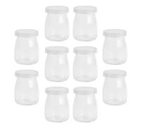 JOINPAYA 10pcs 200ml Glass Pudding Jars with Wide Mouth and Lids, Glass Dessert Cups for Yogurt, Juice, and Homemade Smoothies, Suitable for Kitchen Storage and Serving