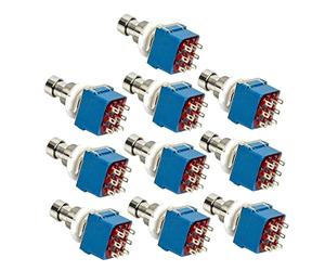 JOINPAYA 10pcs 3pdt Guitar Effects Pedal Foot Switch Blue Metal True Bypass Stomp Box for Electric Guitar Accessories