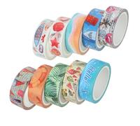 JOINPAYA 10Pcs Beach Shell Ice Cream Washi Paper Tape Set, 5M Decorative Adhesive Tape for DIY Scrapbook, Photo Album, Planner Crafts, Stationery and Handbook Decoration