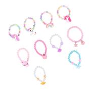 JOINPAYA 10Pcs Cartoon Bead String Bracelet Set for Unicorn, Rainbow, Ice Cream, Rose and Star Charms, Mixed Color Wrist Chains Suitable for and Boys