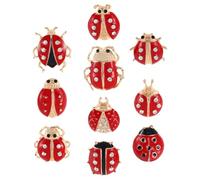 JOINPAYA 10pcs Cartoon Ladybug Brooch Pins Set, Cute Seven-star Animal Shirt Lapel Pins for Women, Decorative Clothing Accessories for Casual and Formal Wear