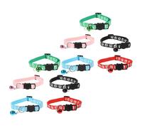 JOINPAYA 10pcs Cat Collar Bell Safety Buckle for Small Pets Adjustable Soft Kitten Collar Cute Paw Print Design for Everyday Comfort and Dress
