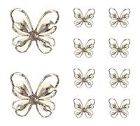 JOINPAYA 10pcs Cat Eye Stone Butterfly Nail Charms Manicure Decoration with Alloy and Rhinestones Gold Nail Art Patch for Female