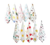 JOINPAYA 10pcs Cotton Washcloth Muslin Cloths Boys and Girls Face Saliva Towels Hooded Towel for Bath for Toddlers Shower Birthdays