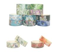 JOINPAYA 10pcs DIY Paper Tape Set Fresh Flower Scrapbook Decorative Tape for Diary and Photo Album Craft Random Color Styles Random Color