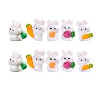 JOINPAYA 10pcs Easter Bunny Rabbit Figures: Miniature Resin Bunnies Hold Carrot Decorations for Garden Dollhouses Landscape Ornaments Crafts Cake Christmas Birthday