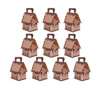 JOINPAYA 10pcs Gingerbread House Treat Boxes with Handle, Paper Candy Holders for Small Presents and Cookies, Festive Brown Christmas Packaging for Holiday Parties and Celebrations