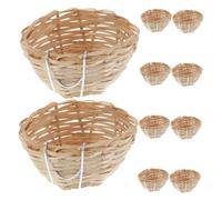 JOINPAYA 10pcs Handwoven Bamboo Bird Nests with Hook Outdoor Woven Breeding Houses for Lovebirds Budgies Parakeets and Cockatiels Ventilated Private Habitat for Garden and Patio
