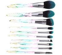 JOINPAYA 10pcs Makeup Brush Set with Diamond Handles, Colorful Gradient Design, Black-blue Synthetic Bristles for Foundation, Blush, and Eyeshadow - Professional Cosmetic Tools for Face