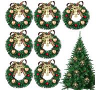 JOINPAYA 10Pcs Mini Christmas Wreath: 2.36 inch Miniature Artificial Wreaths for Window Door Xmas Tree Hanging Ornament Holiday Party Decoration