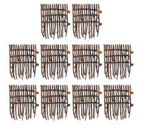 JOINPAYA 10pcs Mini DIY Accessories Fence for Fairy Garden, Brown Pvc Material Realistic Modeling and Excellent Workmanship, for Micro Landscape Beautification and Hotel Outdoor Decor