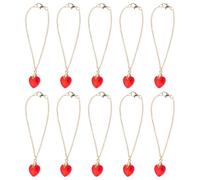 JOINPAYA 10pcs Miniature Doll Necklaces Heart Pendant Necklace Chain Kids Pretend Play Jewelry For Little Girls Toddler Dollhouse Decoration