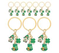 JOINPAYA 10pcs St Patrick Day Party Favor Four Leaf Clover Metal Keychains Green Leaf Key Rings Lucky Purse Charms for Irish Celebration and Backpack Accessories