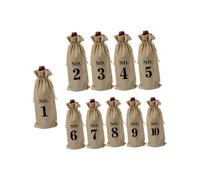 JOINPAYA 10Pcs Vintage Linen Wine Bottle Bags with Numbers 1-10, European Style Party and Wedding Bottle Bag Set, 15X35Cm Reusable Wine Packaging Pouch for Celebrations