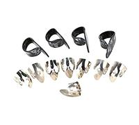 JOINPAYA 12pcs Assorted Color Metal Guitar Finger Picks Set Adjustable Thumb Rings for Beginners and Guitarists, Protect Fingers from Pain and Strengthen Guitar Bass for Long Time Practice