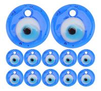 JOINPAYA 12pcs Blue Evil Eye Pendants with Hole High Borosilicate Glass Flat Round Beads Unique Charm for Jewelry Making DIY Bracelets and Earrings