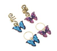 JOINPAYA 12pcs Butterfly Pattern Hair Rings for Braids and Dreadlocks Alloy Hair Charms Set with Blue and Gold Butterfly Motifs for Styling and Decoration