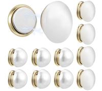 JOINPAYA 12pcs Magnetic Hijab Pins with White Pearls and Cat’s Eye Stones, Safety Scarf Fasteners for Dress and Shirt, Wedding Veil Weights and Decorative Button Lapel Pins Set