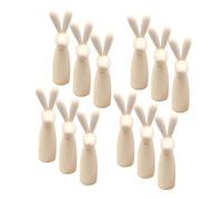 JOINPAYA 12pcs Natural Wood Peg Dolls Bunny Figurines Unpainted Wooden Craft Peg Doll Set for DIY Easter Decorations and Spring Home Art Projects