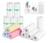 JOINPAYA 13 Rolls Thermal Printer Paper Sticky Label Roll 57x25mm with Colorful, White, and Plain Sheets for Photo Printing, Crafts and Portable Pocket Printer Use