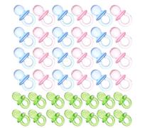 JOINPAYA 150PCS Mini Acrylic Pacifiers Set with 50 Pink 50 Blue 50 Green Fake Pacifiers for Shower Decorations Gender Reveal Party Charms and