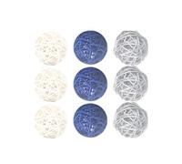 JOINPAYA 15pcs 5cm Wicker Rattan Balls Hanging Vine Ball Decorations DIY Craft Ornaments for Kindergarten Hotel Bar Home, White Blue Grey Mixed Colors Decorative Spheres