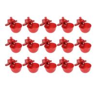 JOINPAYA 15pcs Automatic Poultry Waterer Drinking Bowls Red Plastic Chicken Drinker Adjustable Volume Easy to Use for Poultry Farms and Indoor Bird Care Random Color