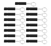 JOINPAYA 15pcs Black Aluminum Alloy Double-pipe Loud Survival Whistles with Keychain, 110db Emergency Personal Safety Whistle for Outdoor Hiking Camping Coaching
