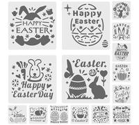 JOINPAYA 15pcs Easter Painting Stencils Set for Wood Wall Art, Holiday Stencils with Rabbit and Pinecone Patterns, Reusable Craft Templates for Spring and ’ DIY Decorations