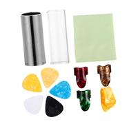 JOINPAYA 1set Guitar Slide and Glass Slides Finger Covers Picks and Cleaning Cloth for Guitarists Seeking Resonance and Harmonic Sound