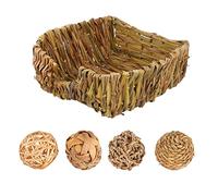 JOINPAYA 1Set Nest Woven Bed with Balls for Hamsters and Rabbits Durable for Stress Relief and Hideout Compact and Decorative Accessory