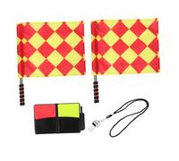 JOINPAYA 1Set Professional Soccer Referee Kit Complete with Red Yellow Cards Flags Stainless Steel Whistle and Record Paper for Match Officials