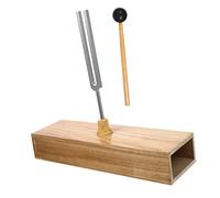 JOINPAYA 1set Resonance Tuning Fork with Hammer Metal Tuning Fork for Acoustic Experiments for Music and Physics Education Design with Wood Base