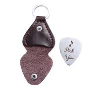 JOINPAYA 1set Valentine's Day Guitar Pick Keychain with Plectrum and Leather Case Durable Thumb Pick Holder for Couples Unique for Musicians